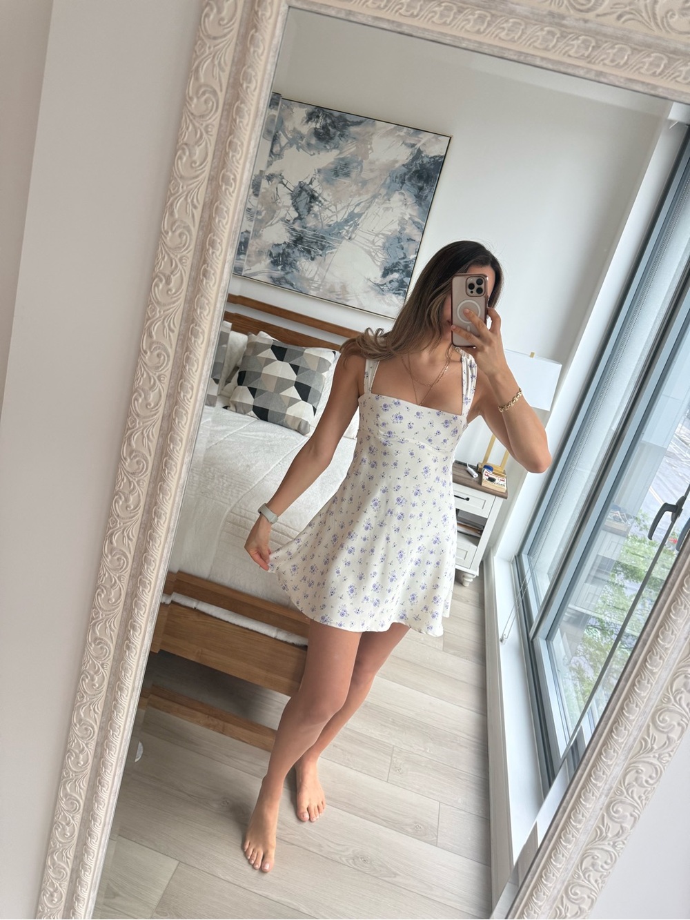 ZARA White Floral Open Back Mini Dress